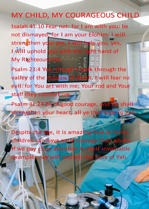 My Child, My Courageous Child Book Cover Jacket, featuring a child's hospital room
